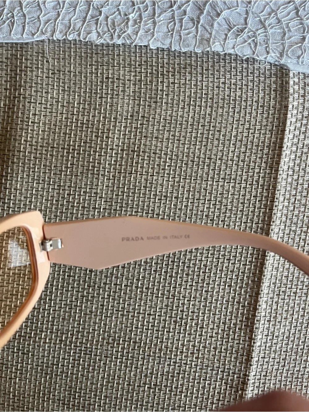 Prada Pink Square Sunglasses with Peach-Tinted Lenses